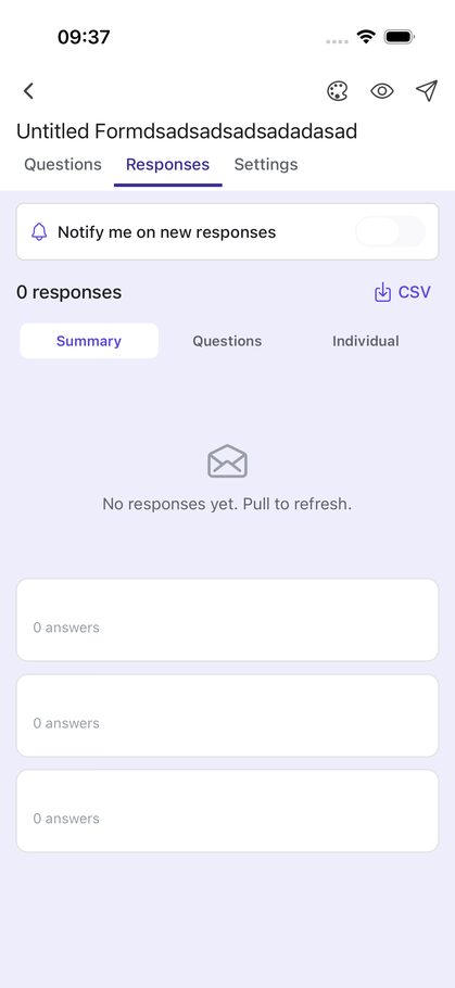 Form Editor showing the responses a Google Form collected